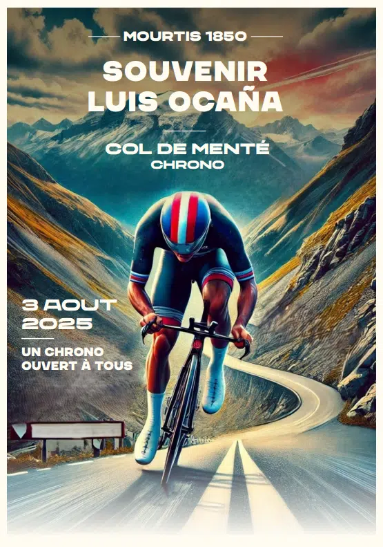 affiche dessinée de l'événement représentant un coureur dans la montée du Mourtis